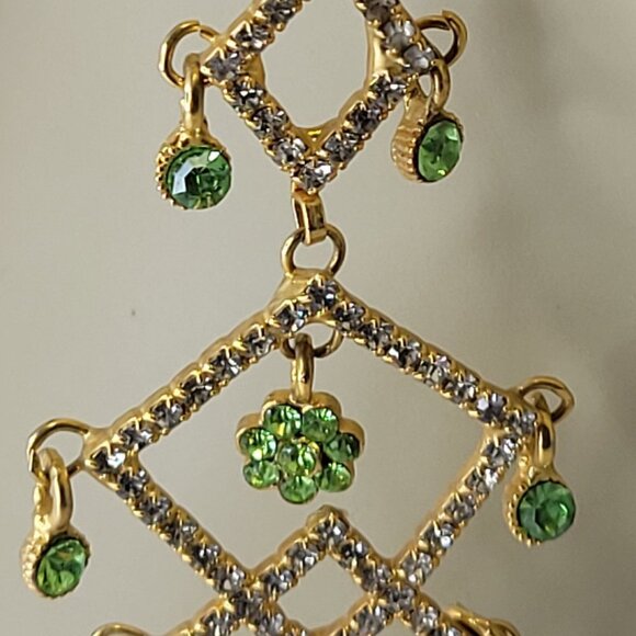 Gold Tone Long Dangle Earrings - Picture 9 of 12